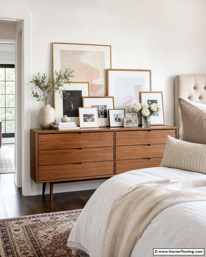 Layered Frames - 25 Dresser Decor Ideas to Transform Your Bedroom