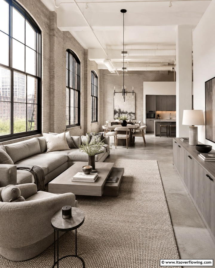 Layered Greige Textures in Open Spaces - 25 Greige Interior Design Ideas for a Timeless Home