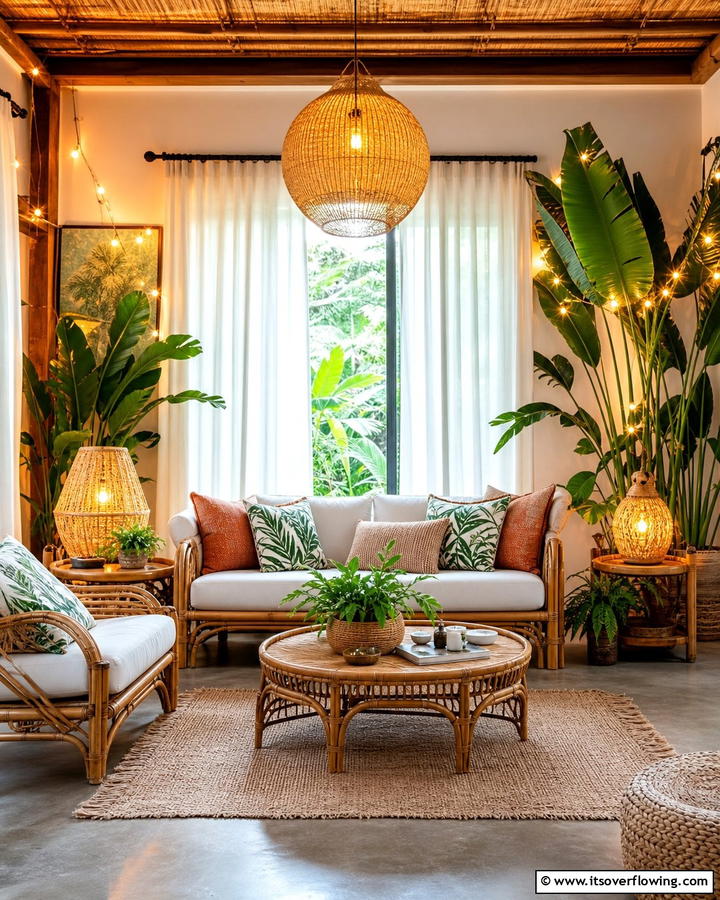 Layered Light Sources - 20 Bohemian Tropical Decor Ideas for a Vibrant Home