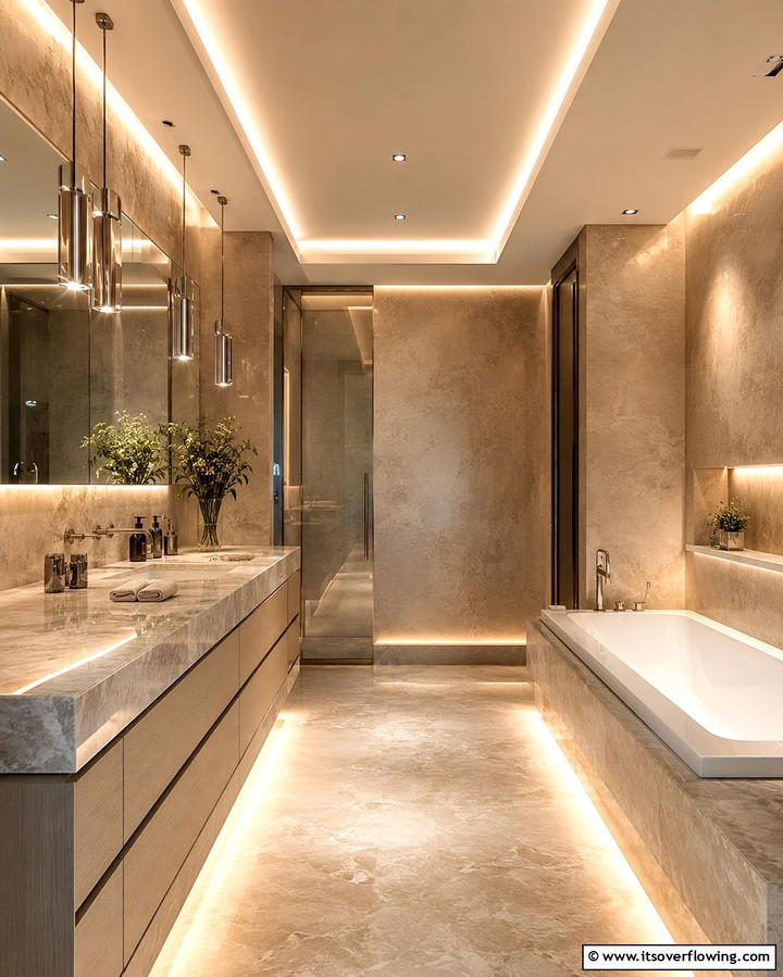 Layered Lighting - 30 Bathroom Pendant Lighting Ideas for Modern Illumination