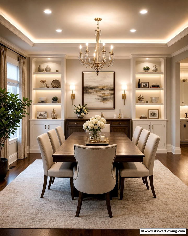 Layered Lighting Ambiance - 30 Transitional Dining Room Ideas Blending Modern and Classic
