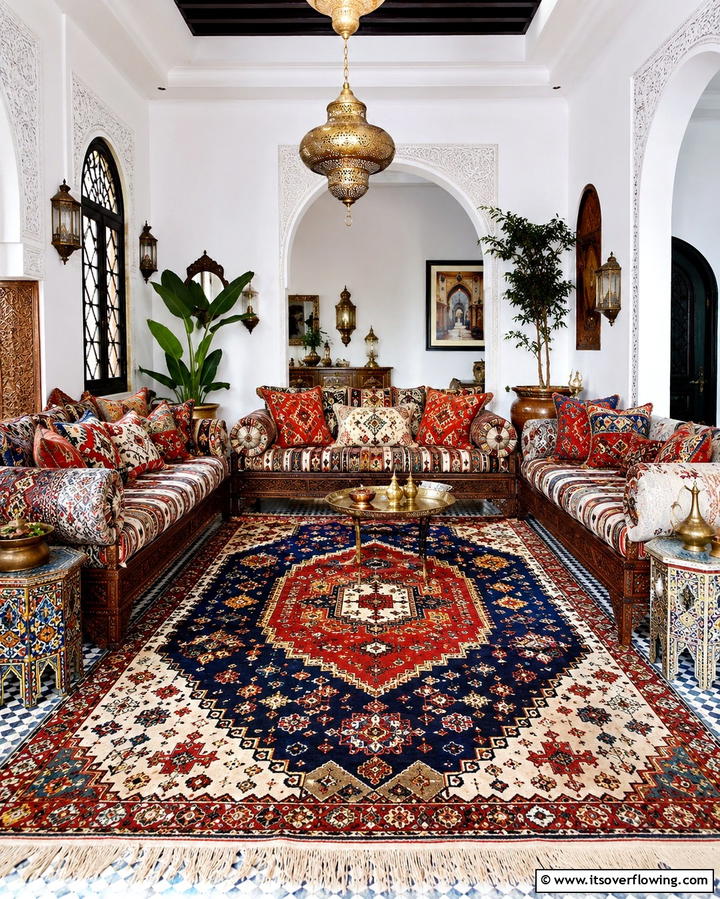 Layered Lighting Effects - 30 Moroccan Living Room Ideas for Exotic Elegance
