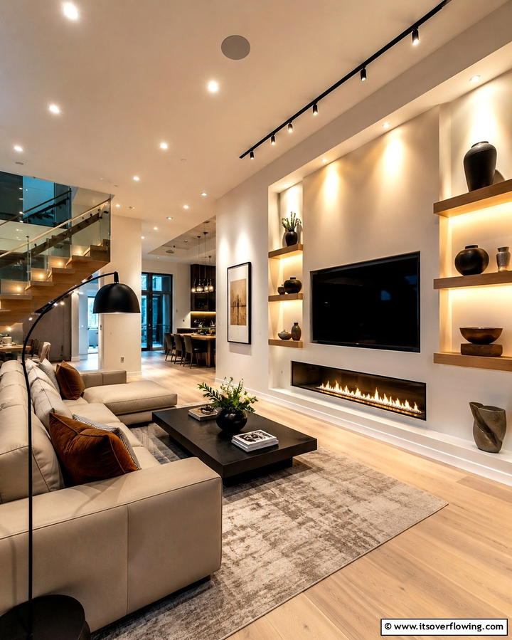 Layered Lighting Effects - 30 Pinterest Living Room Decor Ideas for 2024 Trends