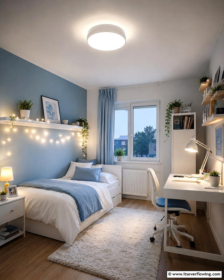 Layered Lighting Options - 20 Student Bedroom Design Ideas for Study and Sleep