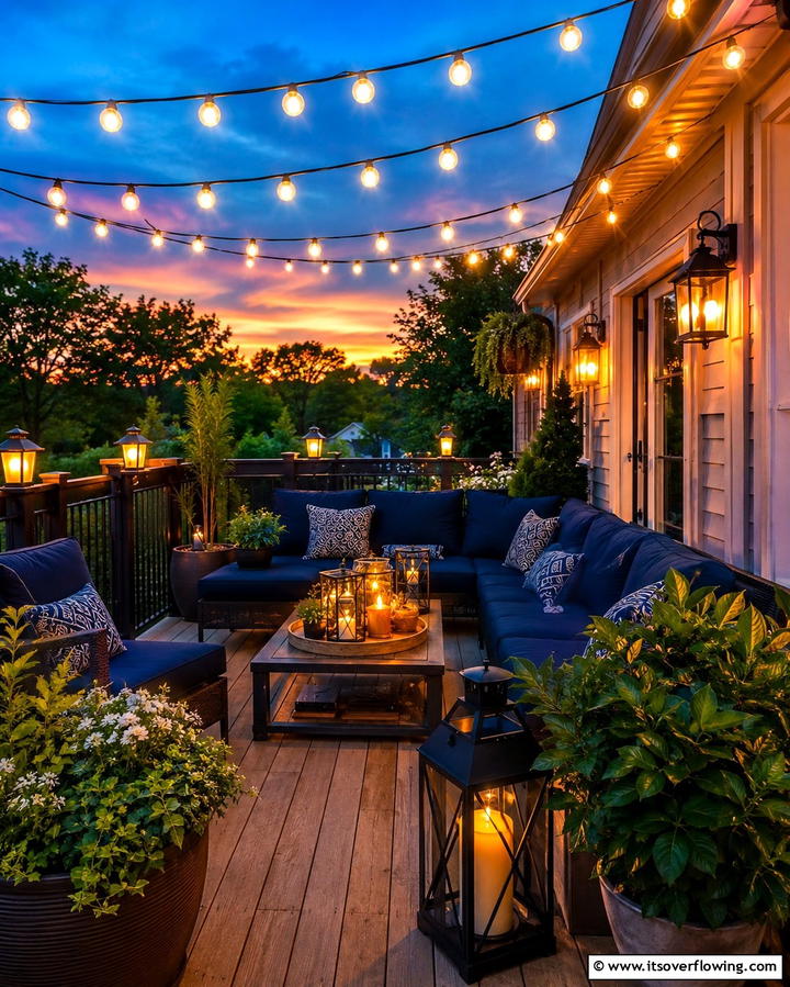 Layered Lighting Options - 25 Balcony Deck Ideas- Transform Your Outdoor Space