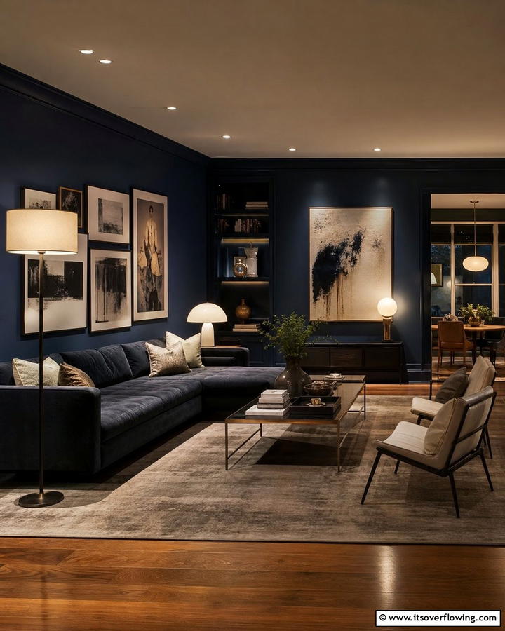 Layered Lighting for Depth - 20 Moody Living Room Ideas for a Dramatic Atmosphere