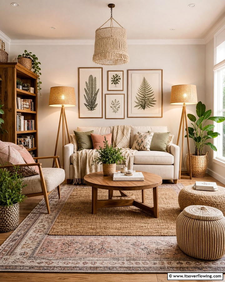 Layered Lighting with Floor Lamps - 20 Boho Cottage Style Decor Ideas for a Cozy Home