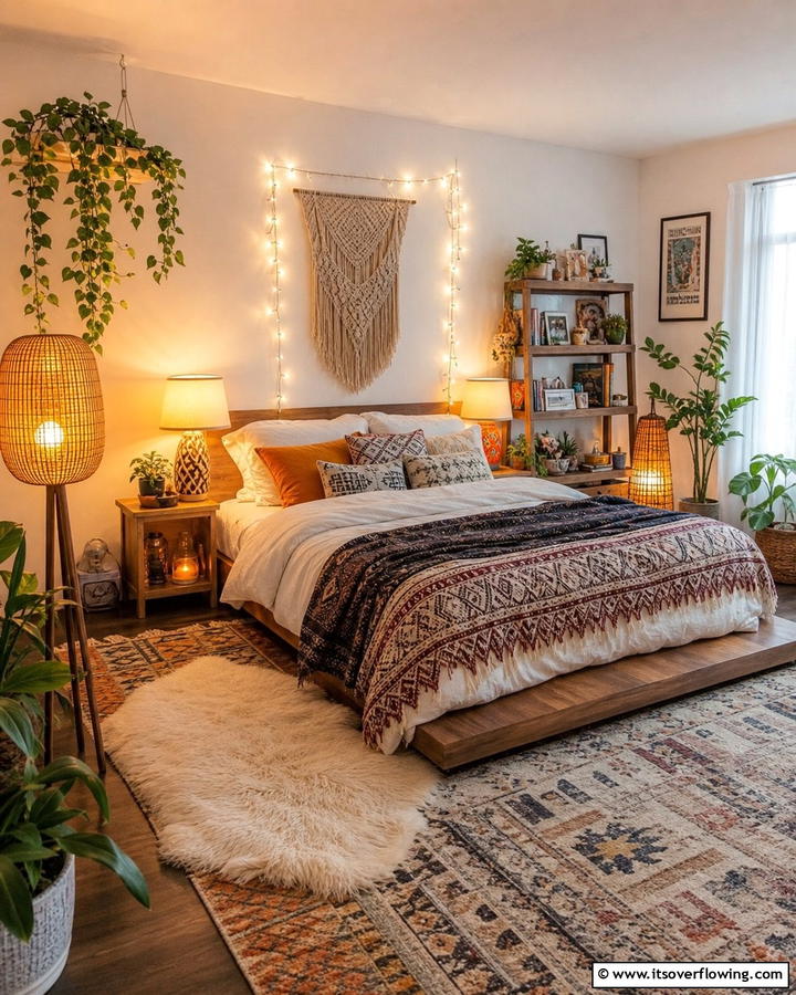 Layered Lighting with Lamps - 20 Unique Indie Room Ideas for a Boho Vibe