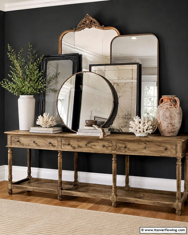 Layered Mirrors for Depth - 25 Living Room Mirror Ideas to Brighten Your Space