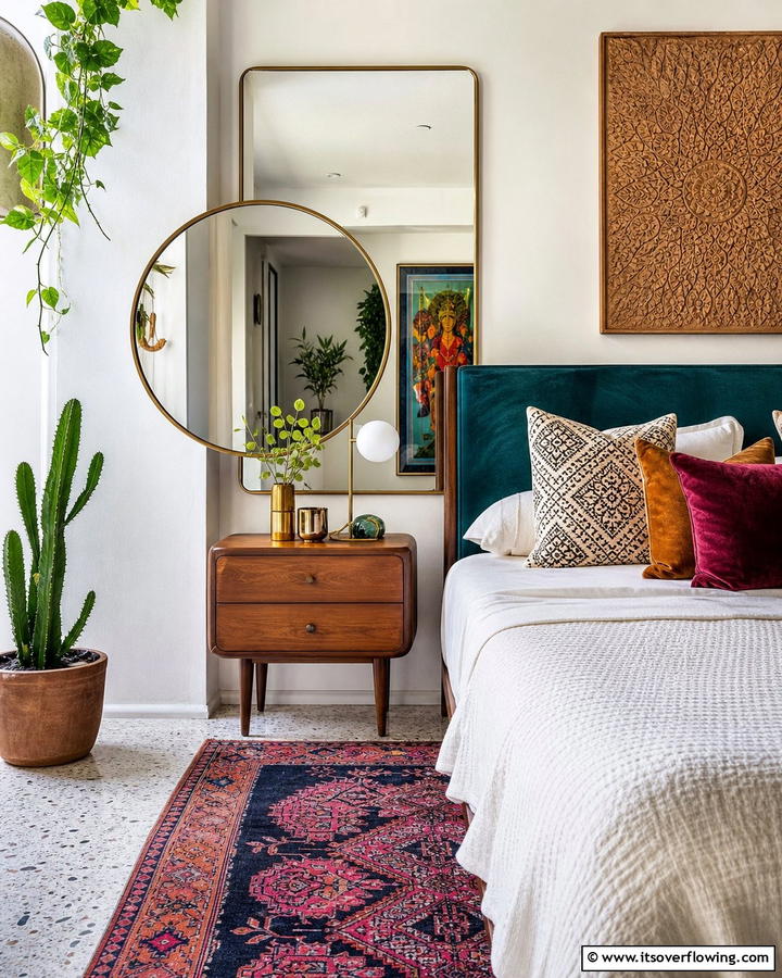 Layered Mirrors for a Unique Aesthetic - 20 Mirror Behind Nightstand Design Ideas for Elegance