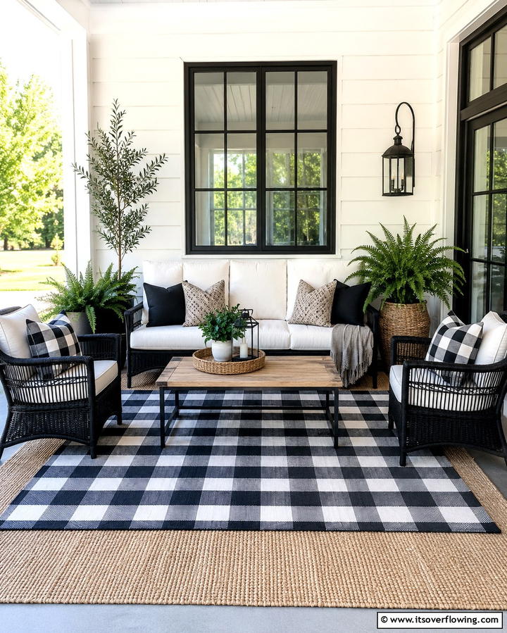 Layered Outdoor Rugs - 25 Farmhouse Porch Ideas for a Cozy Outdoor Retreat