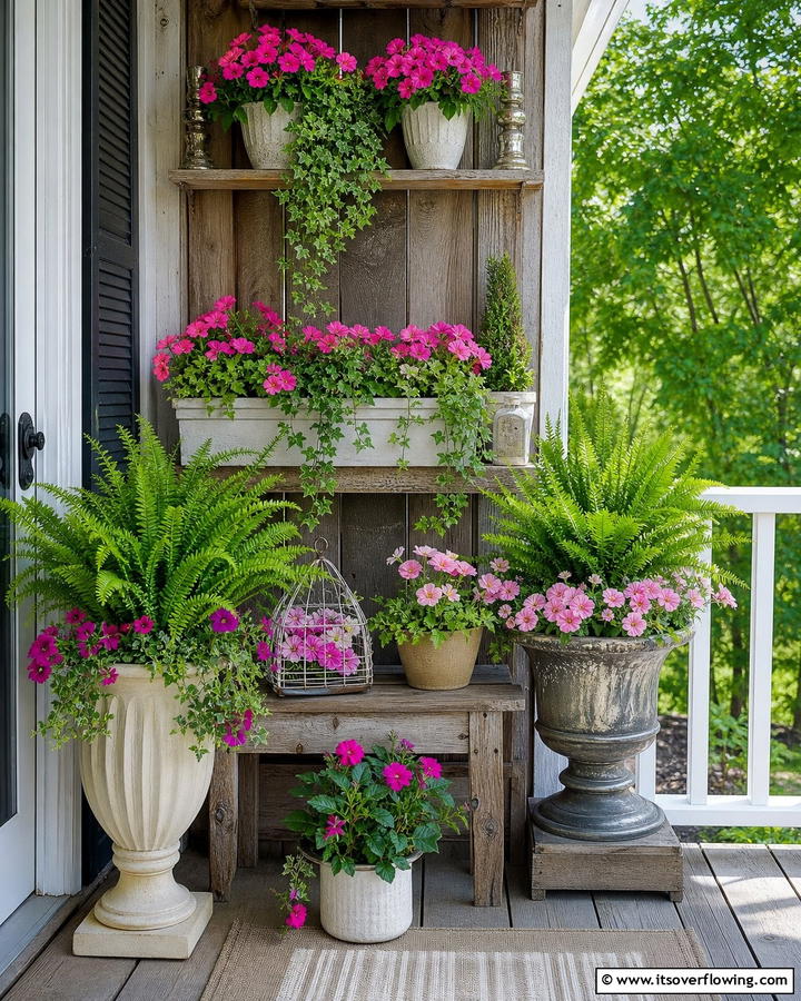 Layered Planter Displays - 21 Small Porch Decor Ideas for Welcoming Entryways
