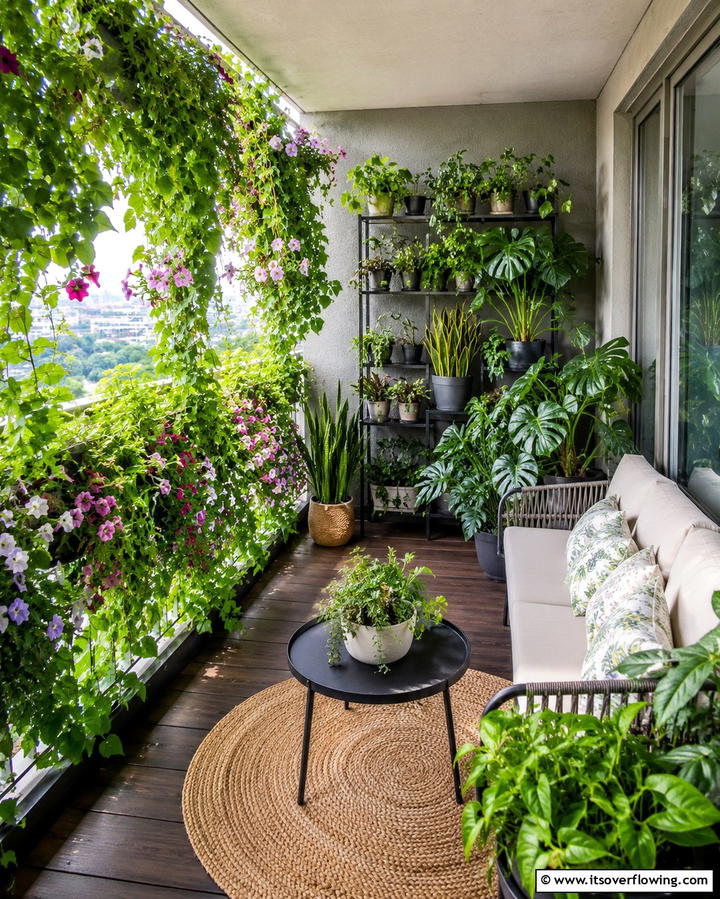 Layered Potted Greenery - 30 Balcony Privacy Ideas for Secluded Outdoor Spaces