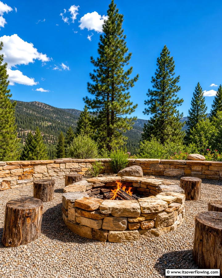 Layered Rock Fire Pit for a Textured Appeal - 25 Rock Fire Pit Ideas for Outdoor Gatherings