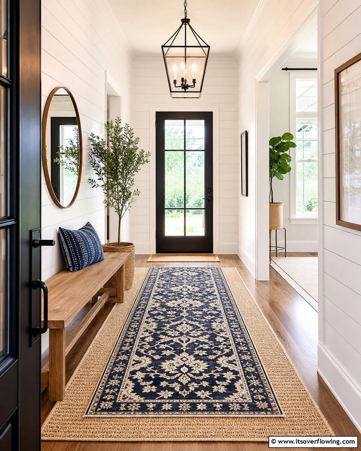 Layered Rug Elegance - 21 Foyer Decor Ideas to Elevate Your Entryway’s First Impression