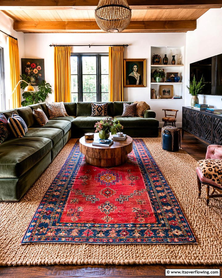 Layered Rugs - 25 Maximalist Living Room Design Ideas for Bold Homes