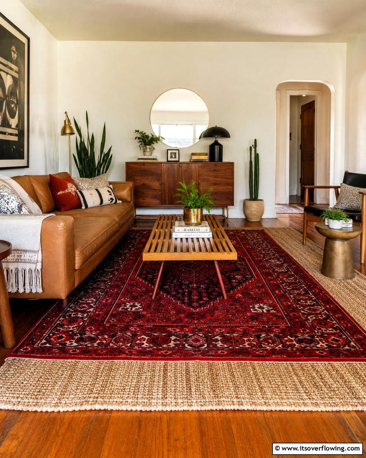 Layered Rugs - 25 Moody Boho Living Room Ideas for a Cozy Vibe