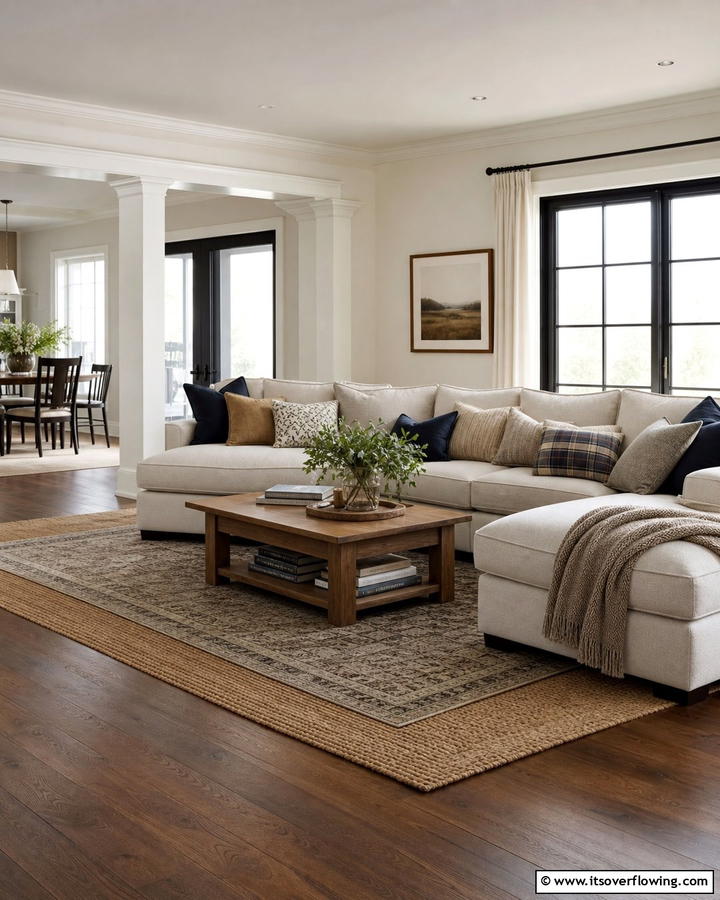 Layered Rugs for Added Texture - 20 Pottery Barn Living Room Ideas for Timeless Style