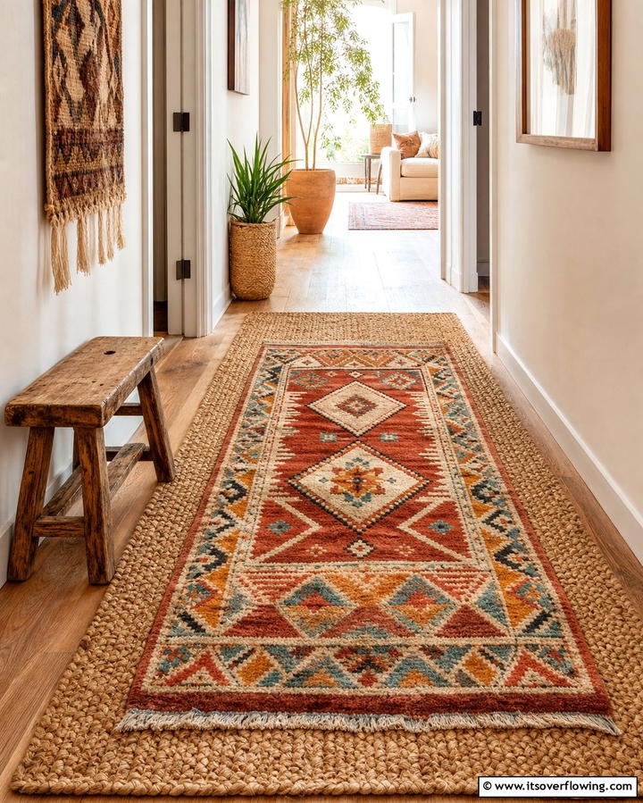 Layered Rugs for Texture - 25 Narrow Hallway Ideas to Maximize Space and Style
