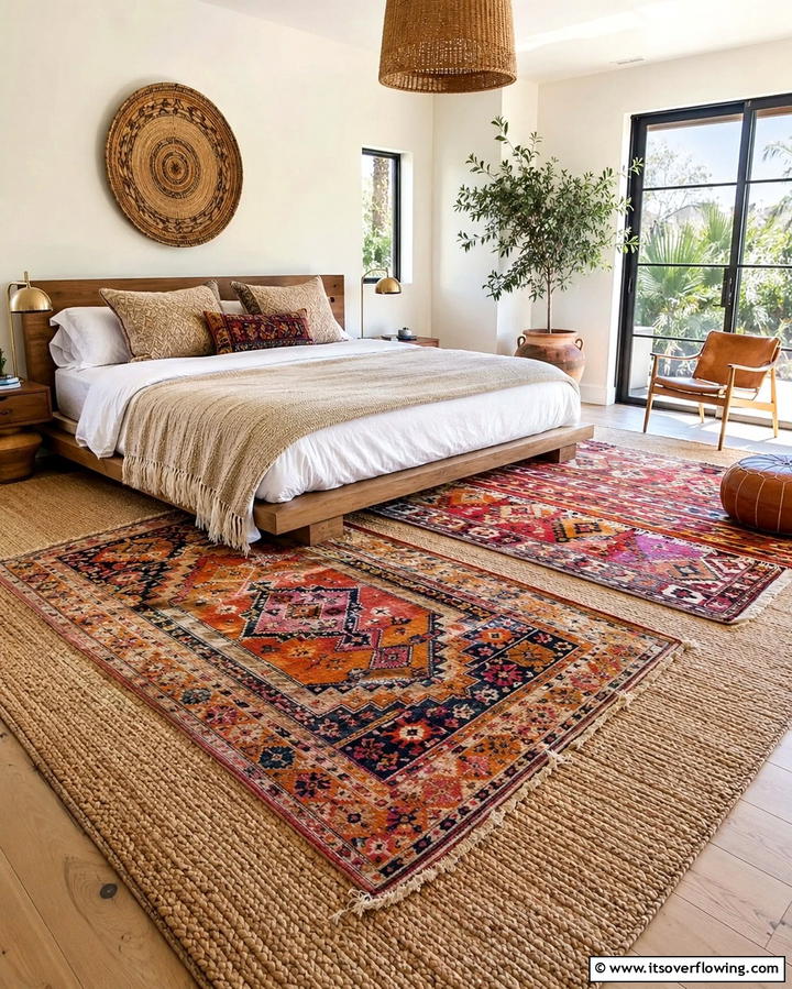 Layered Rugs for Visual Interest - 30 Eclectic Bohemian Maximalist Decor Ideas for Vibrant Homes