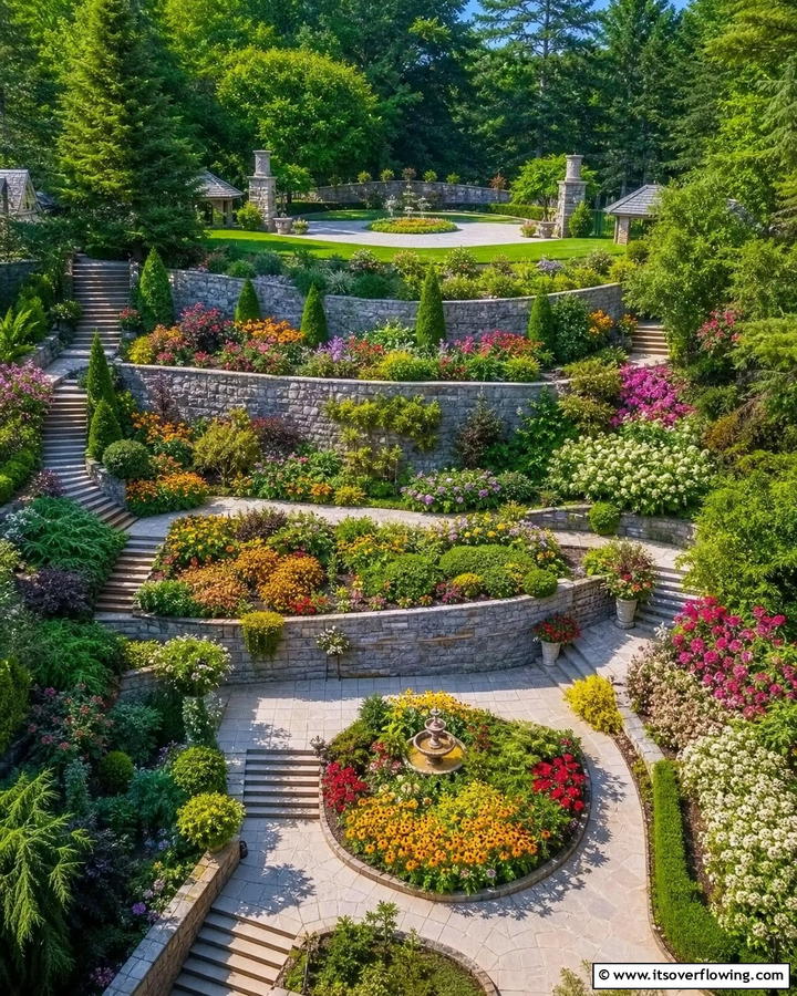 Layered Sunken Terraces - 20 Sunken Garden Ideas for a Unique Landscape
