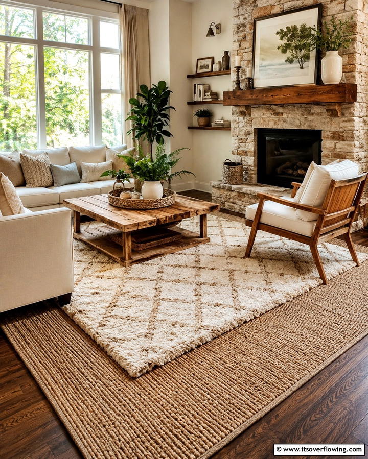 Layered Tan Rugs - 25 Tan Living Room Ideas for a Serene Ambiance