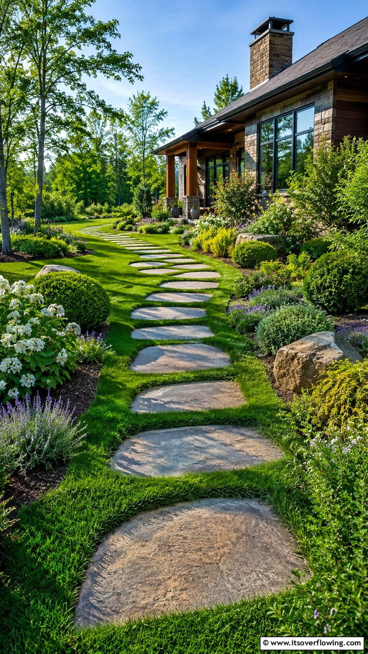 Layered Terrain Flagstone Walkway - 30 Flagstone Walkway Ideas for Charming Pathways