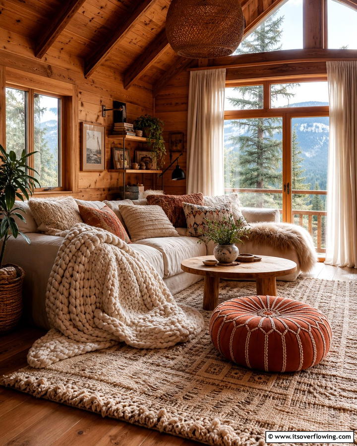 Layered Textiles for Comfort - 25 One Room Cabin Interior Design Ideas for a Cozy Retreat