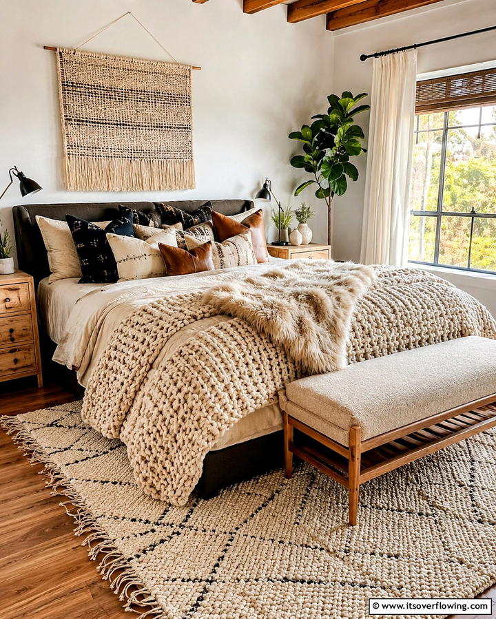 Layered Textiles for Comfort - 25 Trendy Hipster Bedroom Ideas for a Unique Personal Space