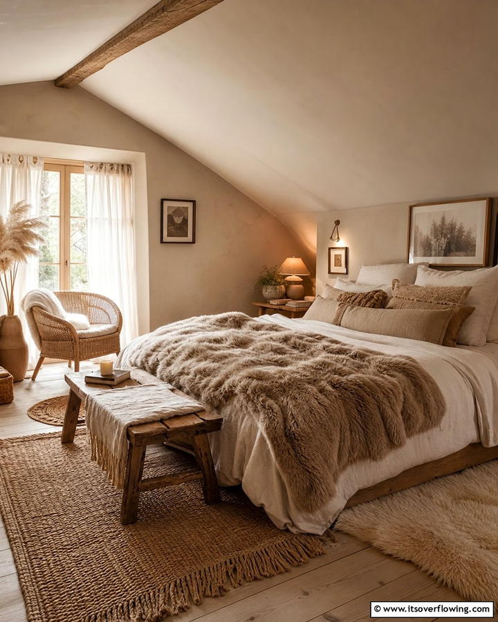 Layered Textiles for Warmth - 25 Low Sloped Ceiling Bedroom Ideas for Unique Spaces