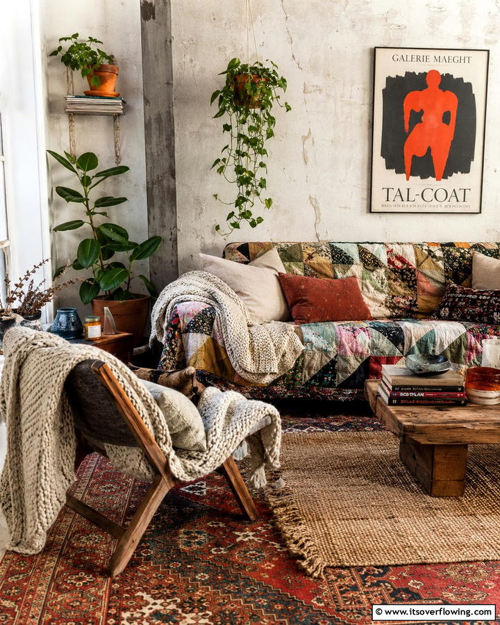 Layered Textiles with Texture - 25 Grunge Aesthetic Room Decor Ideas for a Unique Look