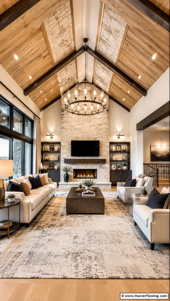 Layered Texture Effects - 21 Dramatic Vaulted Ceiling Ideas to Enhance Living Spaces