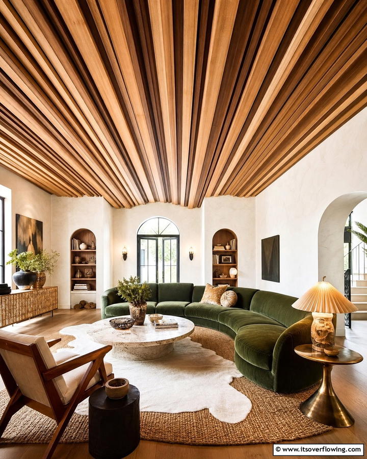 Layered Texture Wood Slat Ceiling - 30 Wood Slat Ceiling Ideas for Textured Modern Interiors