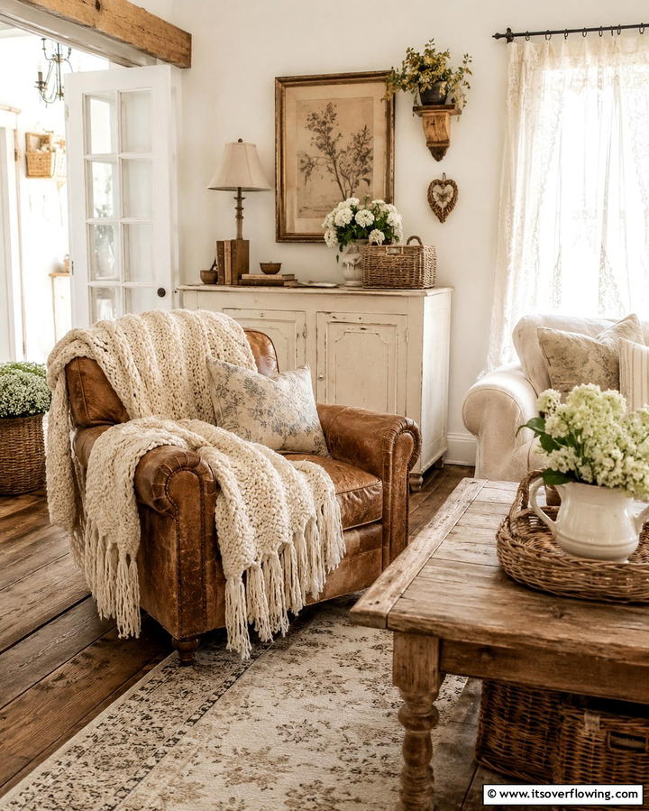 Layered Textures - 25 Shabby-Chic Style Living Room Ideas for a Vintage Look