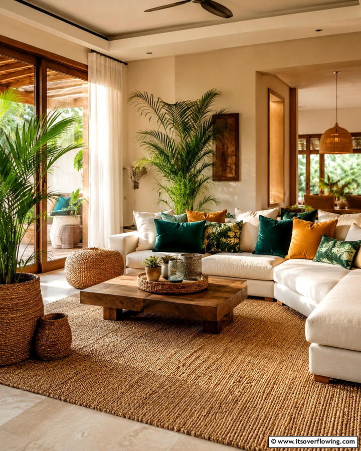 Layered Textures - 25 Tropical Living Room Ideas for a Vibrant Space