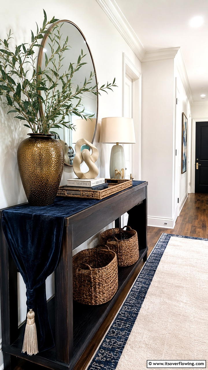 Layered Textures - 30 Console Table Decor Ideas- Elevate Entryways and Halls