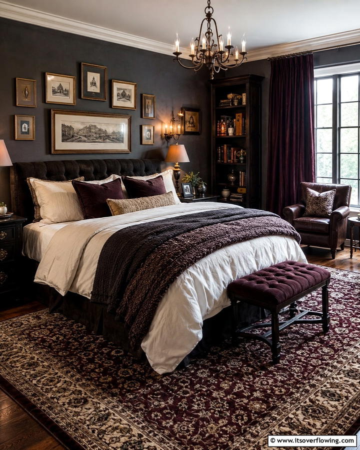 Layered Textures - 30 Dark Academia Bedroom Designs for a Scholarly Aesthetic