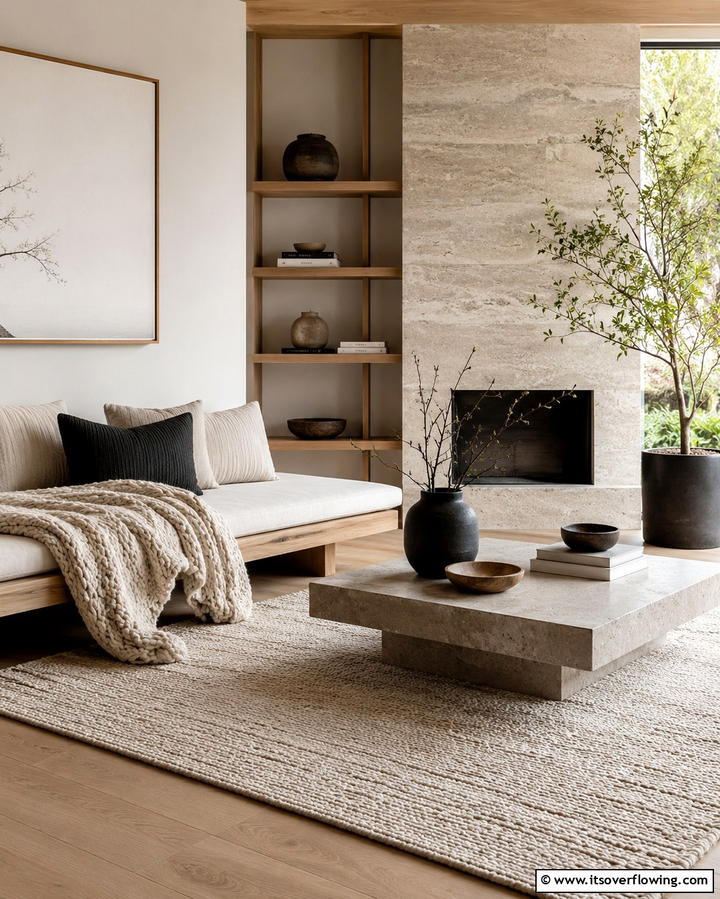 Layered Textures - 25 Japandi Living Room Ideas for Minimalist Elegance