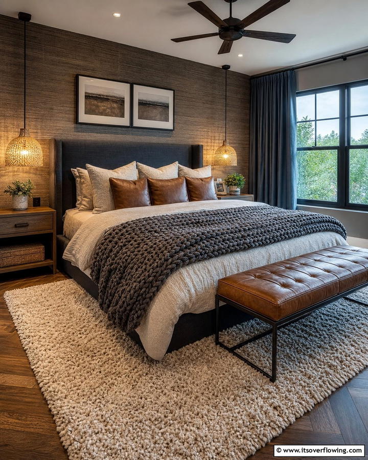 Layered Textures Room - 21 Mens Bedroom Ideas for a Masculine & Modern Aesthetic