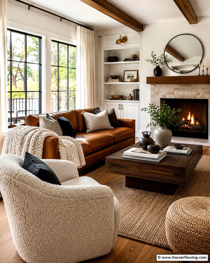 Layered Textures and Fabrics - 25 Organic Modern Living Room Design Ideas
