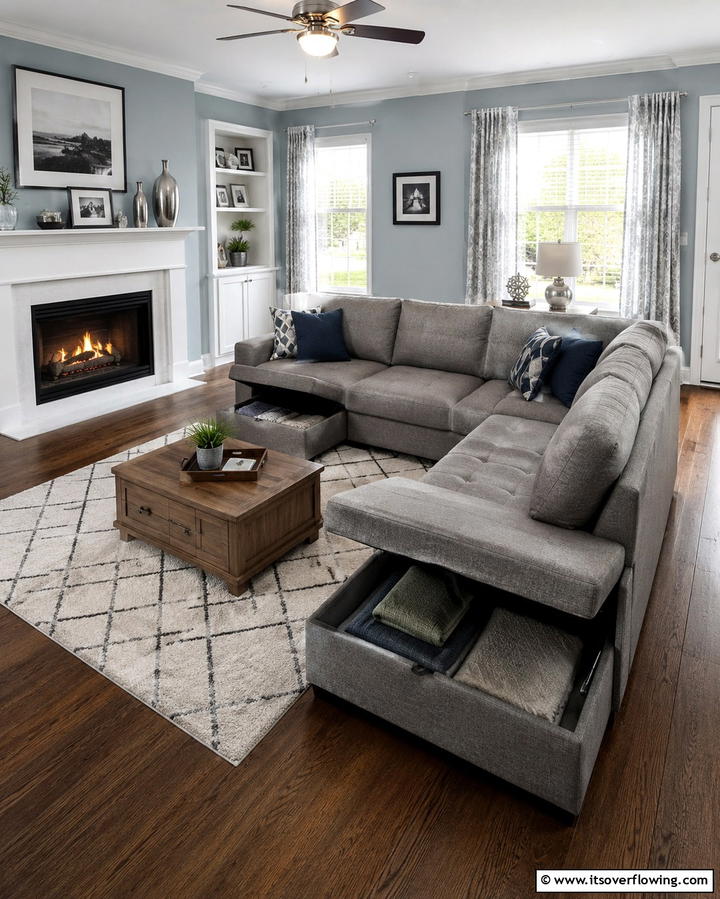 Layered Textures for Depth - 25 Living Room Ideas With Sectionals and Fireplace