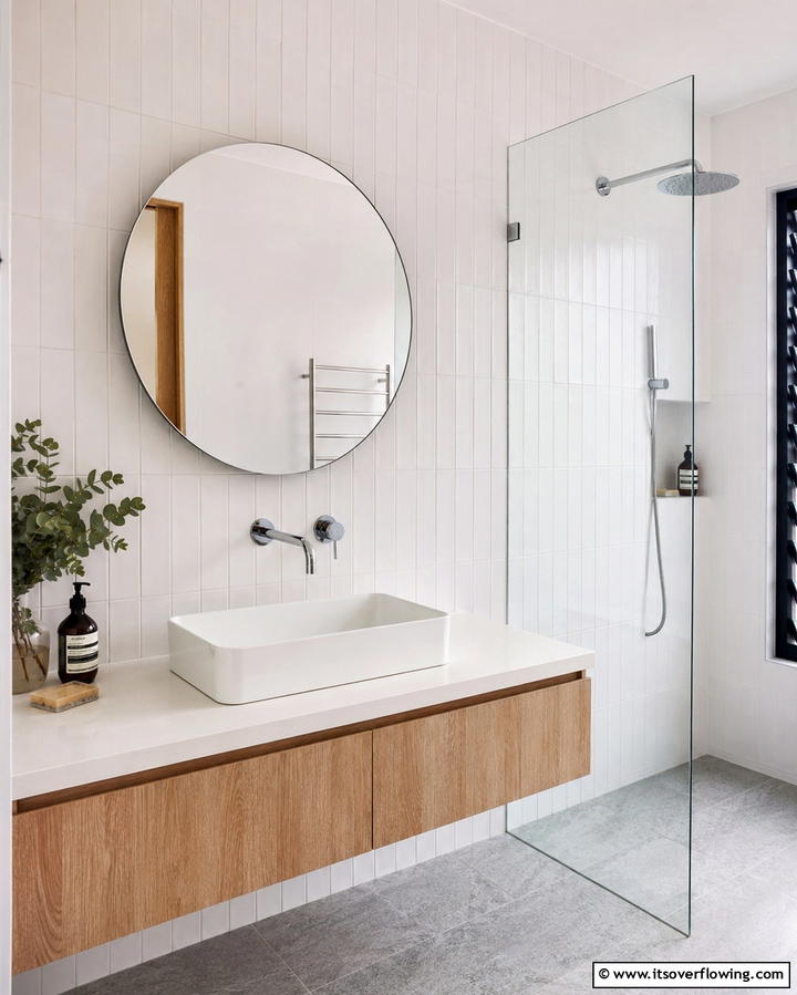 Layered Textures for Depth - 25 Scandinavian Bathroom Ideas for a Minimalist and Cozy Space