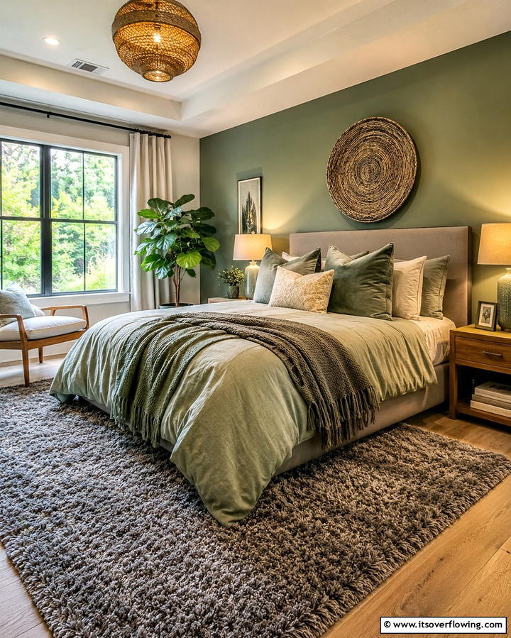 Layered Textures for Depth and Warmth - 25 Sage Green and Grey Bedroom Ideas for a Serene Retreat