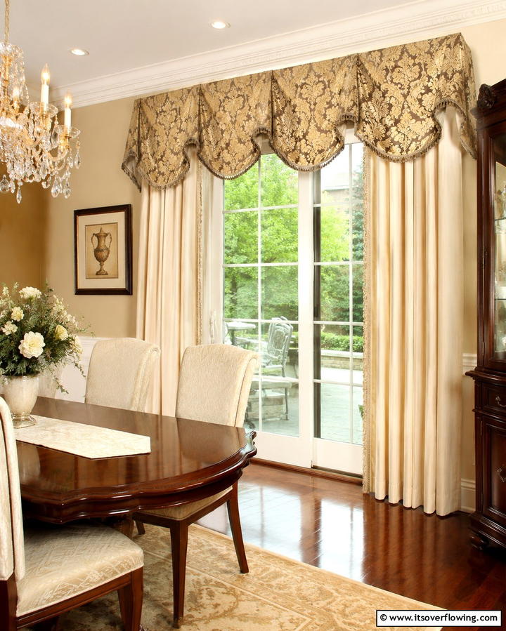Layered Valances for Added Dimension - 25 Sliding Door Curtain Ideas for Privacy and Style