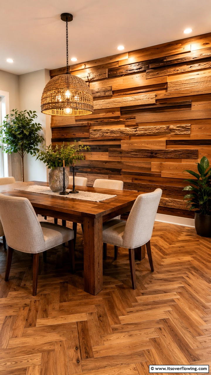 Layered Wood Textures - 30 Dining Room Accent Wall Ideas for Bold Style