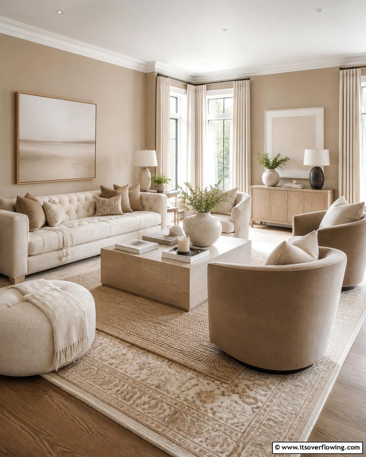 Layering Neutrals with Egyptian Cotton - 25 Dulux Egyptian Cotton Living Room Ideas for Elegance