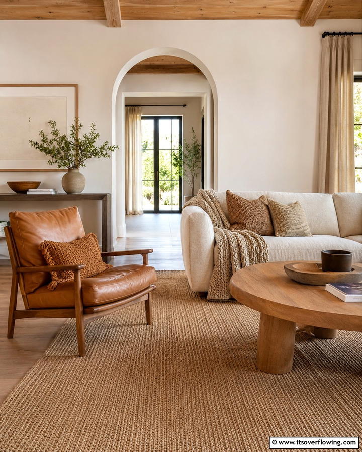 Layering Textures in Tan Tones - 25 Tan Living Room Ideas for a Serene Ambiance