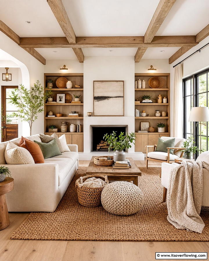 Layering Textures - 20 Natural Living Room Ideas for a Calm Retreat