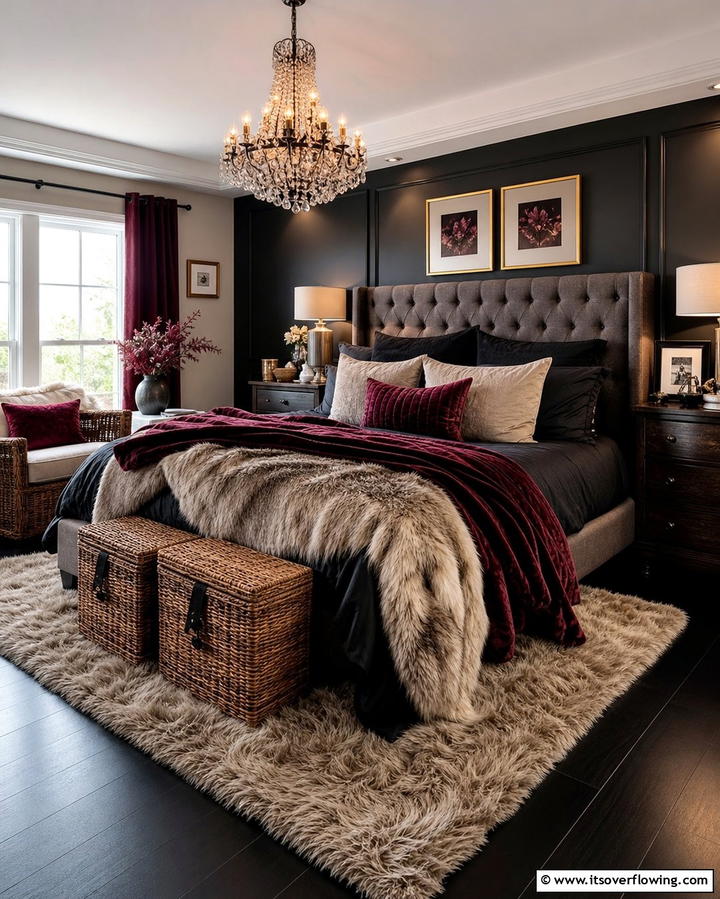 Layering with Textures - 25 Black Floor Bedroom Ideas for a Bold and Modern Look