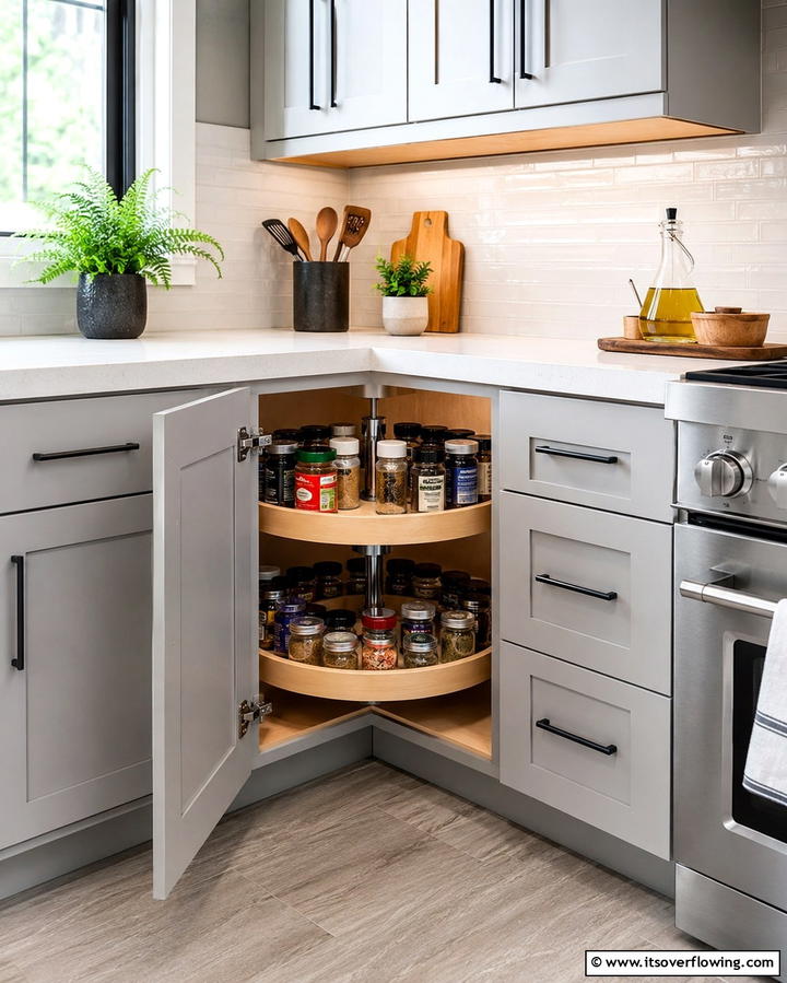 Lazy Susan Spice Rack - 25 Spice Rack Ideas to Organize Your Kitchen